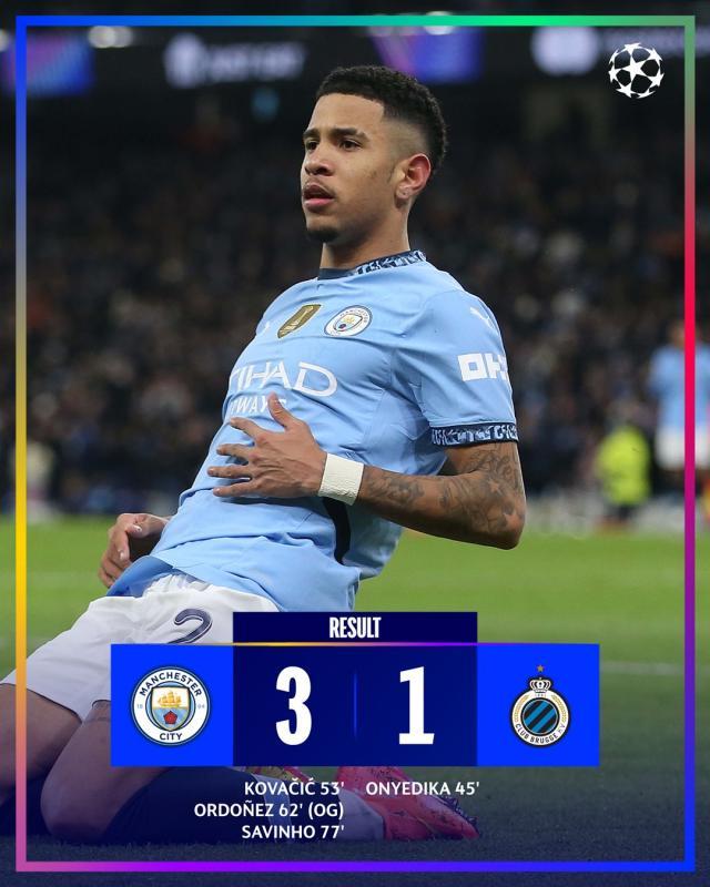 开云平台-【欧冠】曼城3比1逆转布鲁日成功晋级，科瓦契奇破门